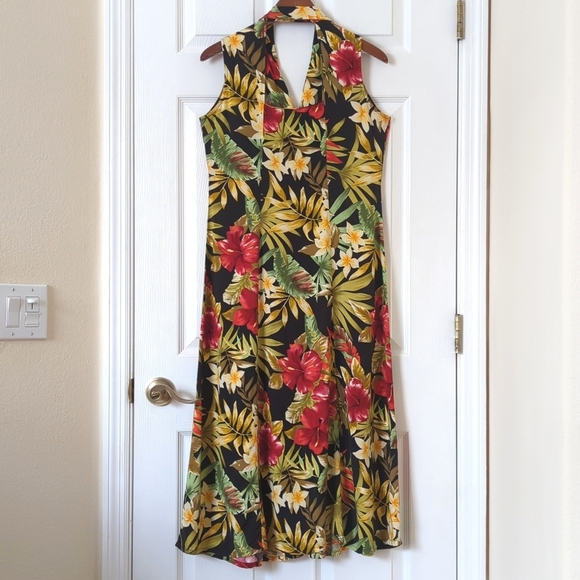 White Stag Y2K Vintage Tropical Floral Sleeveless Button Front Midi Shift Dress - Picture 9 of 12